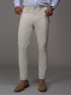 Collars & Co Slim Fit Cream/stone 5 pocket Men's Jeans in size 32/34